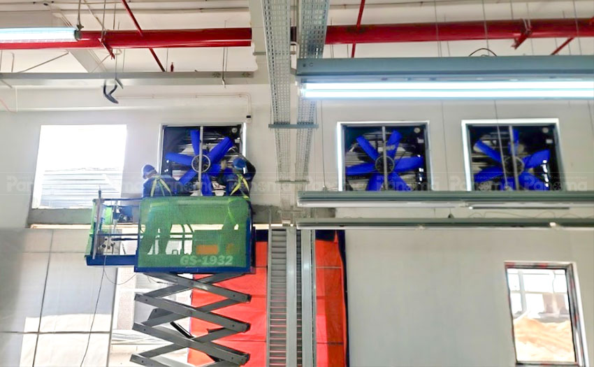 Lắp đặt quạt công nghiệp xanh siêu bền TTC cho nhà xưởng