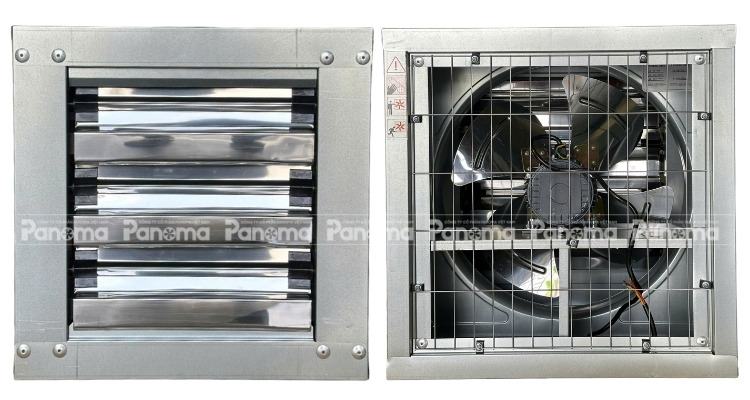 Cửa chớp và lưới bảo vệ của Quạt thông gió công nghiệp TTC 400x400