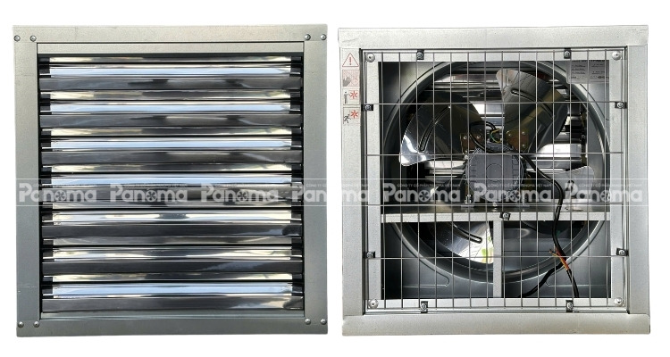 Cửa chớp và lưới của Quạt thông gió vuông công nghiệp TTC-500.