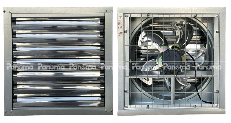 Cửa chớp và lưới bảo vệ của Quạt thông gió vuông công nghiệp TTC - 600.